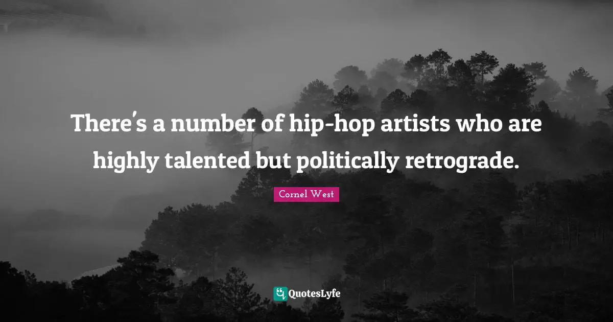 There's a number of hip-hop artists who are highly talented but politically retrograde.