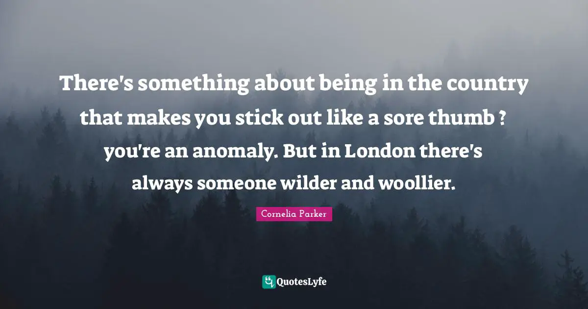 There's something about being in the country that makes you stick out like a sore thumb ? you're an anomaly. But in London there's always someone wilder and woollier.
