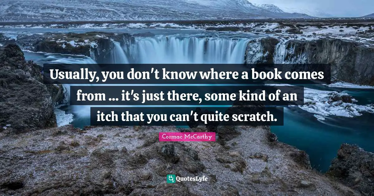 Usually, you don't know where a book comes from ... it's just there, some kind of an itch that you can't quite scratch.