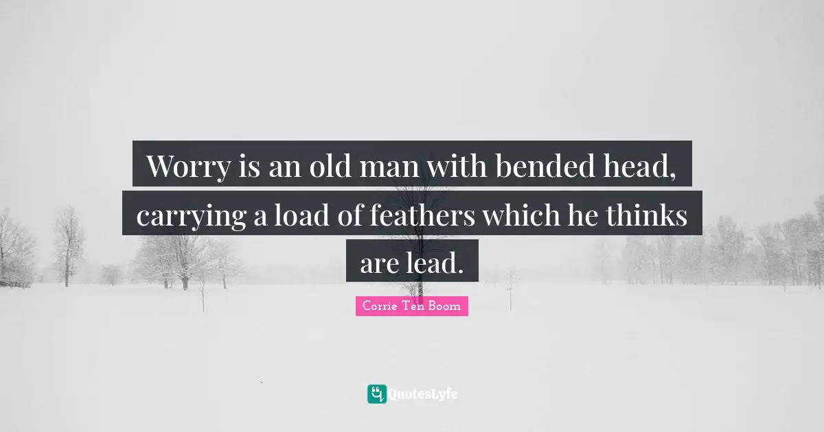 Feathers Quotes: "Worry is an old man with bended head, carrying a load of feathers which he thinks are lead."