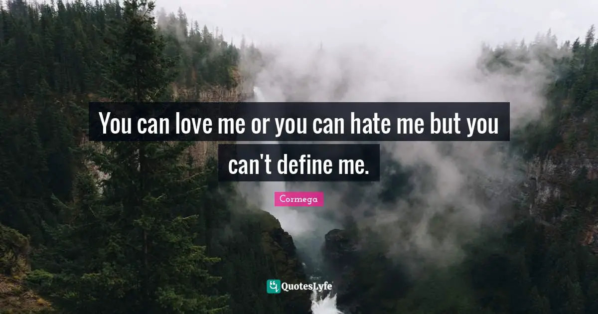 You can love me or you can hate me but you can't define me.