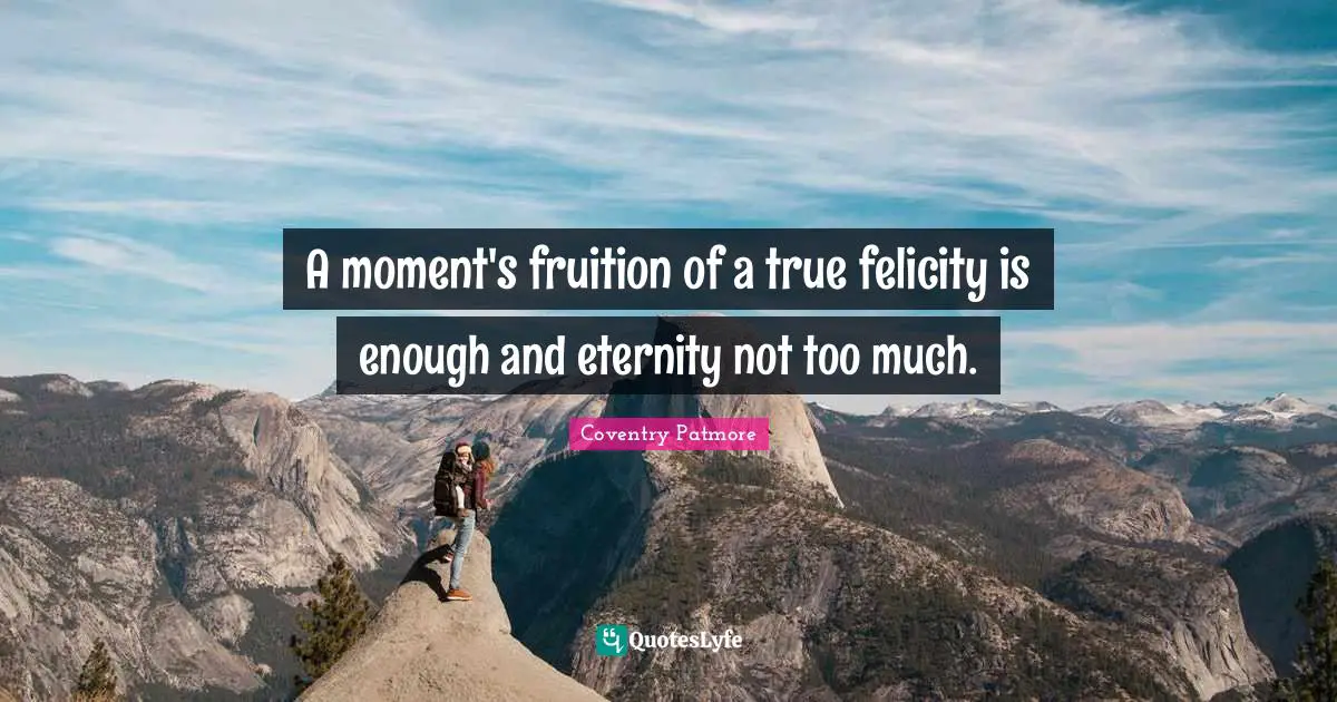 Fruition Quotes: "A moment's fruition of a true felicity is enough and eternity not too much."