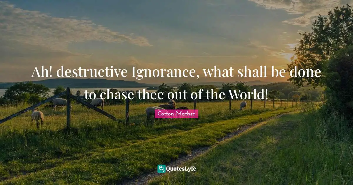 Ah! destructive Ignorance, what shall be done to chase thee out of the World!