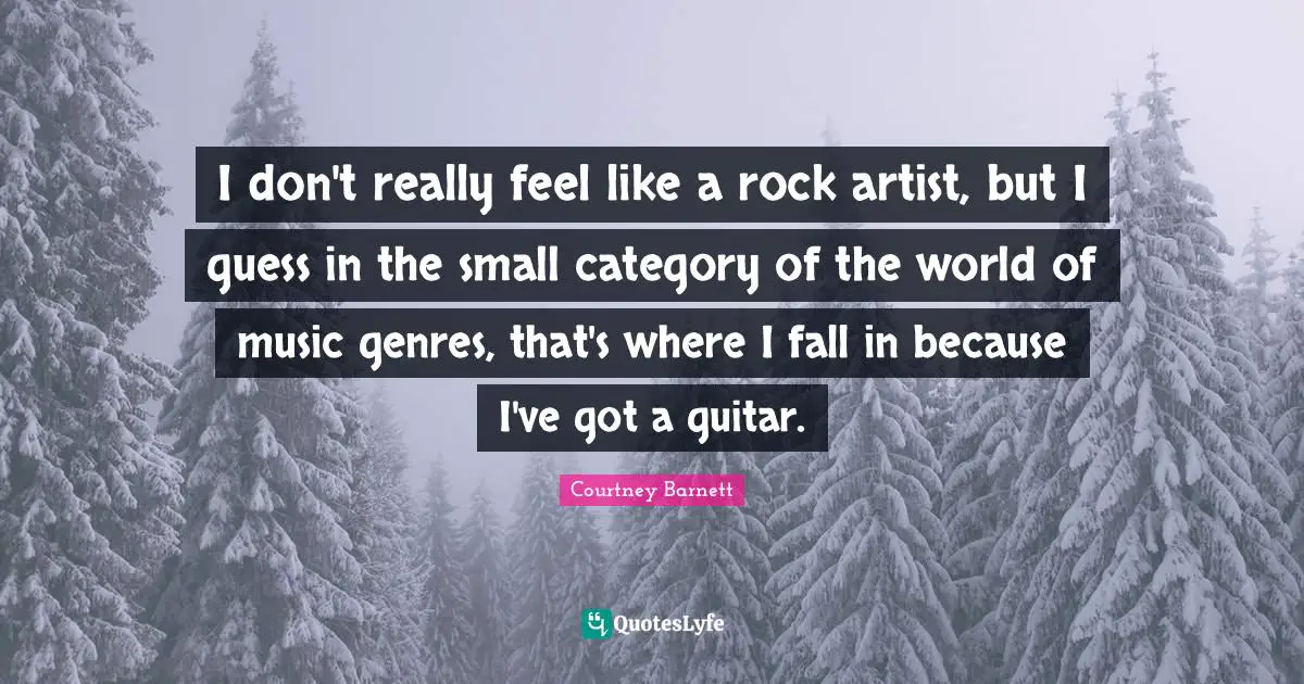 I don't really feel like a rock artist, but I guess in the small category of the world of music genres, that's where I fall in because I've got a guitar.