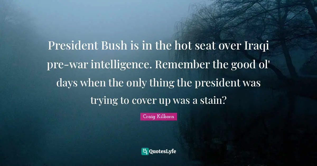 President Bush is in the hot seat over Iraqi pre-war intelligence. Remember the good ol' days when the only thing the president was trying to cover up was a stain?