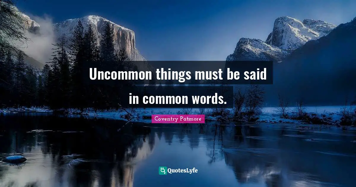 Uncommon things must be said in common words.