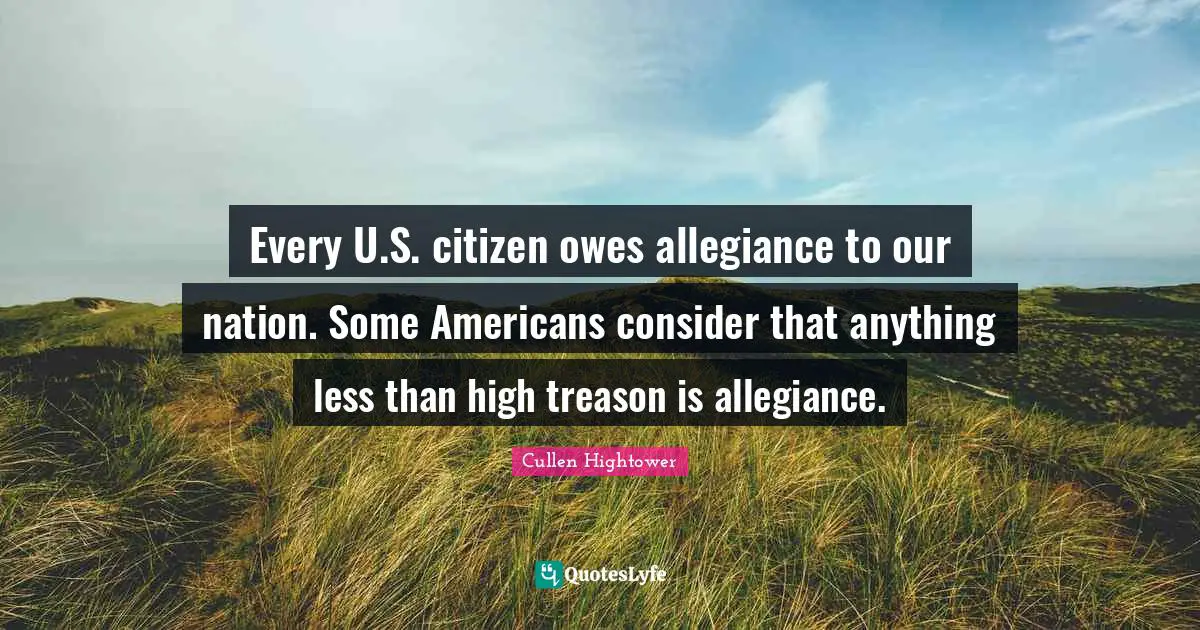 Every U.S. citizen owes allegiance to our nation. Some Americans consider that anything less than high treason is allegiance.