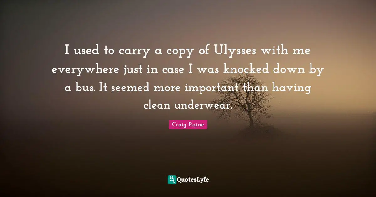 Underwear Quotes: "I used to carry a copy of Ulysses with me everywhere just in case I was knocked down by a bus. It seemed more important than having clean underwear."