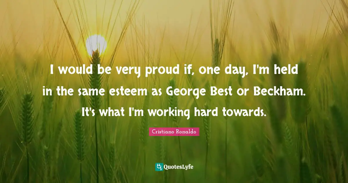 I would be very proud if, one day, I'm held in the same esteem as George Best or Beckham. It's what I'm working hard towards.