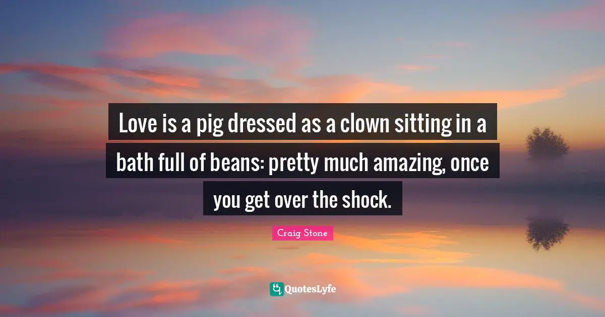 Love is a pig dressed as a clown sitting in a bath full of beans: pretty much amazing, once you get over the shock.