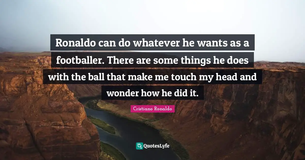 Ronaldo can do whatever he wants as a footballer. There are some things he does with the ball that make me touch my head and wonder how he did it.