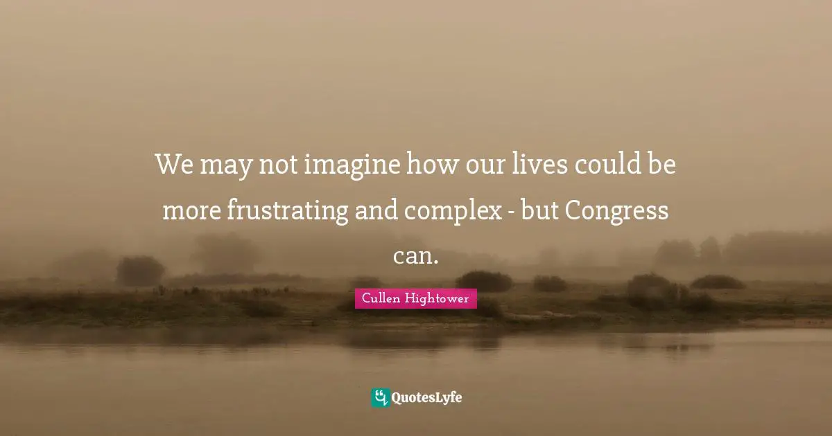 We may not imagine how our lives could be more frustrating and complex - but Congress can.