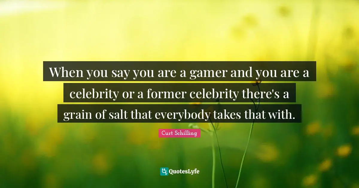 When you say you are a gamer and you are a celebrity or a former celebrity there's a grain of salt that everybody takes that with.