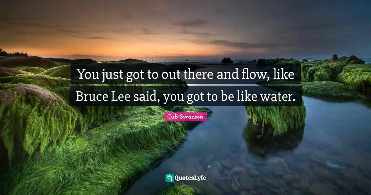 You just got to out there and flow, like Bruce Lee said, you got to be like water.