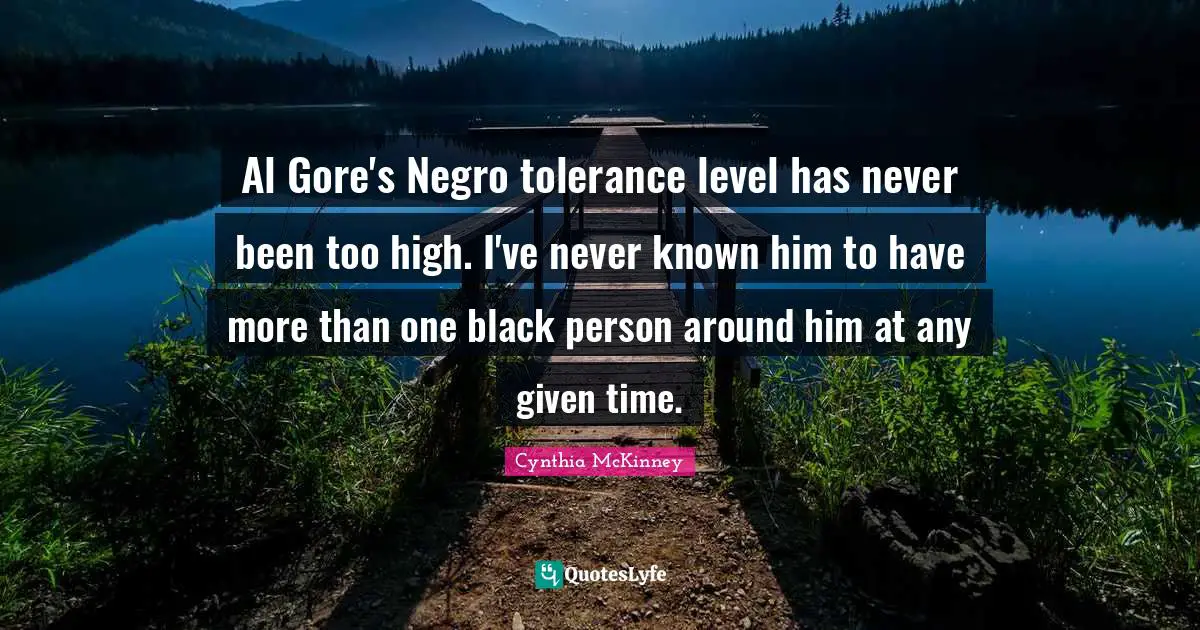 Al Gore's Negro tolerance level has never been too high. I've never known him to have more than one black person around him at any given time.