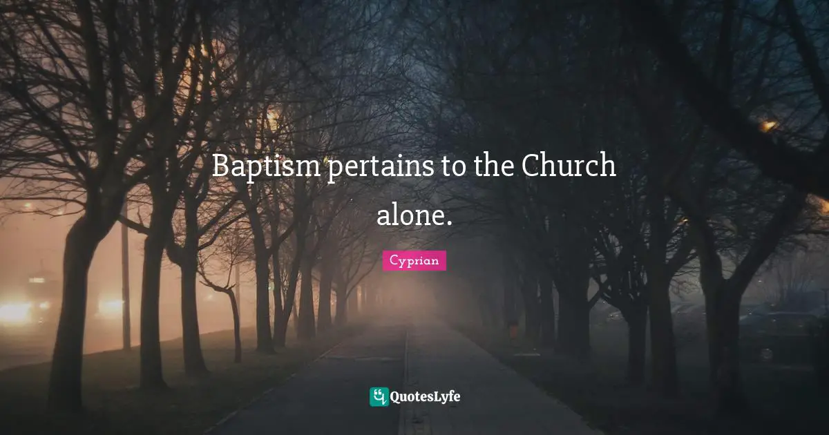 Sacraments Quotes: "Baptism pertains to the Church alone."