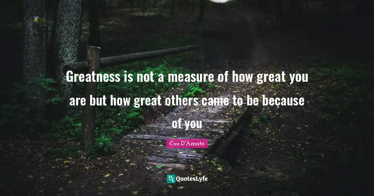 Greatness Quotes: "Greatness is not a measure of how great you are but how great others came to be because of you"