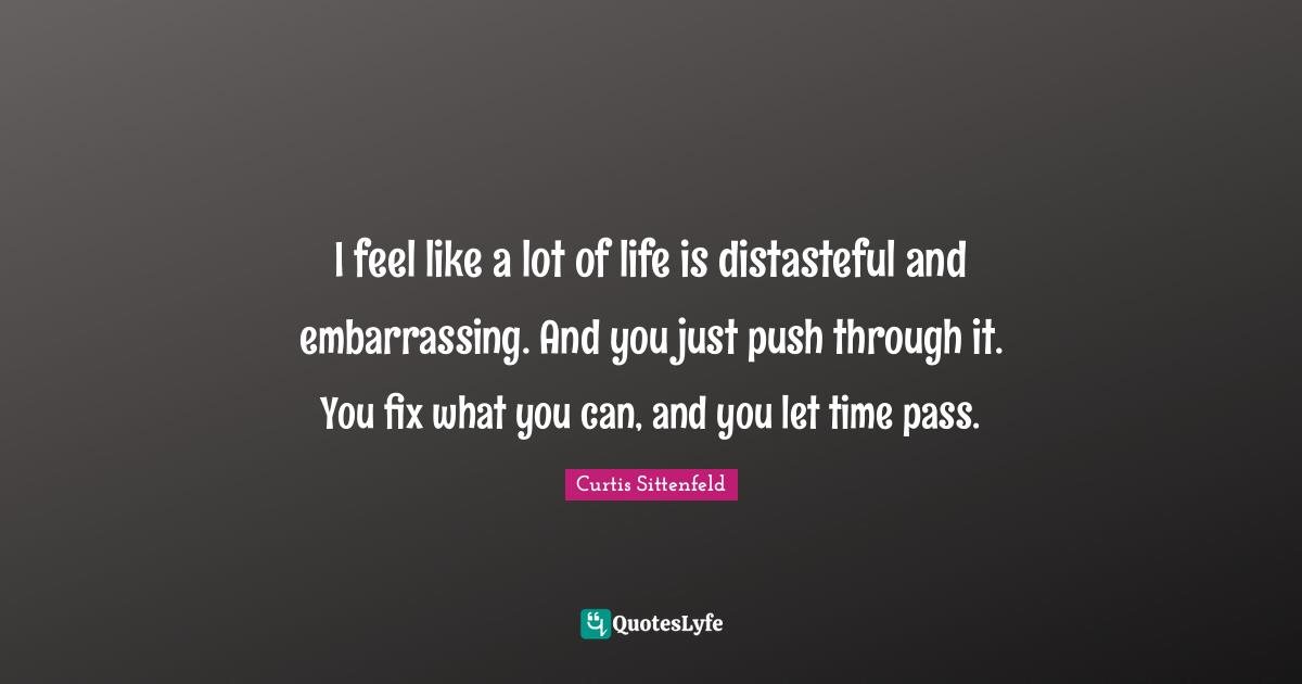 I feel like a lot of life is distasteful and embarrassing. And you just push through it. You fix what you can, and you let time pass.