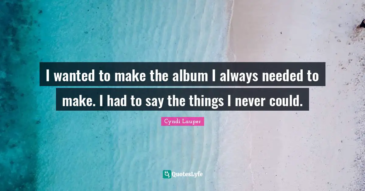 I wanted to make the album I always needed to make. I had to say the things I never could.