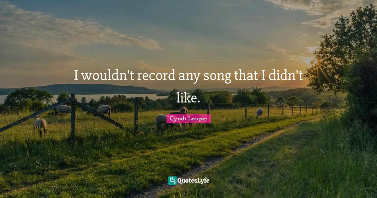 I wouldn't record any song that I didn't like.