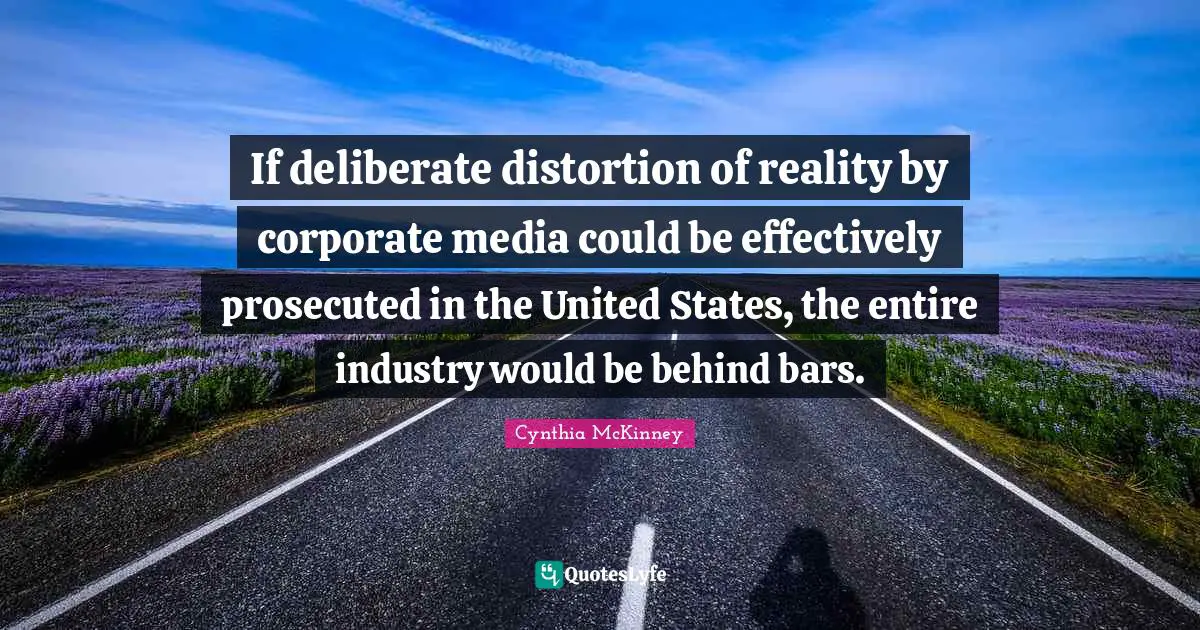 If deliberate distortion of reality by corporate media could be effectively prosecuted in the United States, the entire industry would be behind bars.
