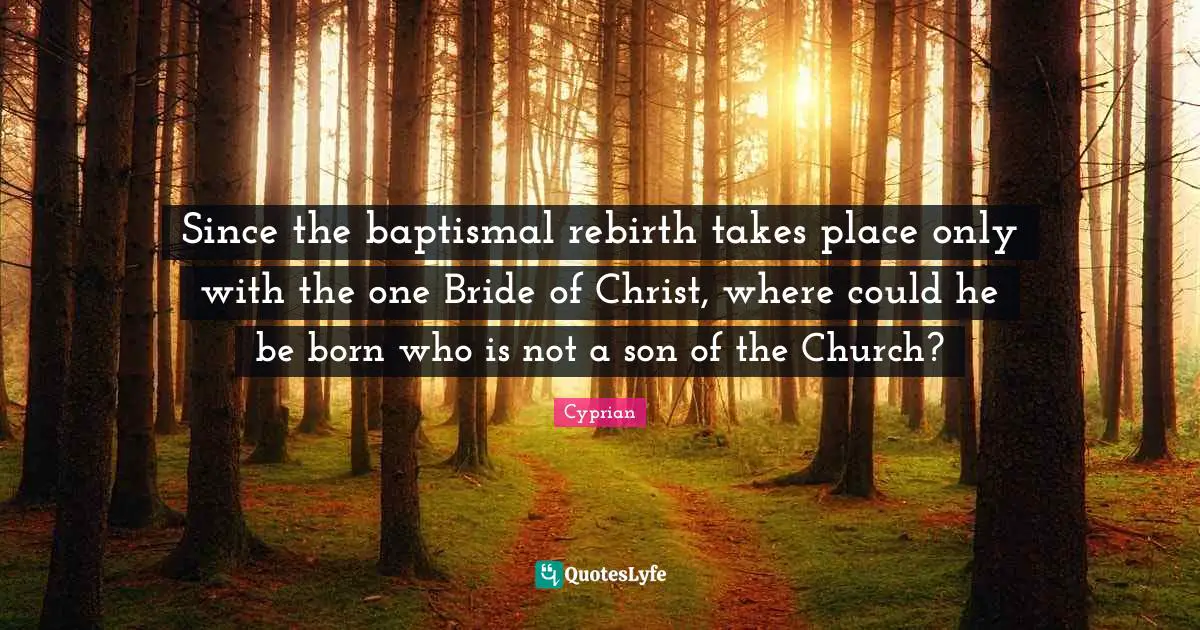 Since the baptismal rebirth takes place only with the one Bride of Christ, where could he be born who is not a son of the Church?