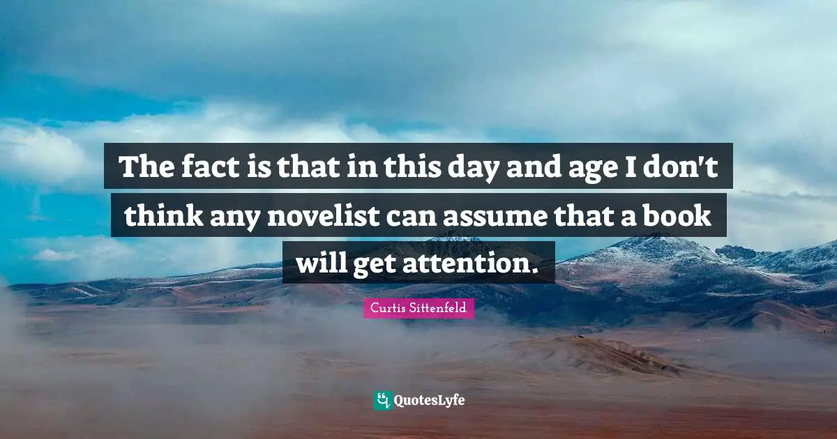 The fact is that in this day and age I don't think any novelist can assume that a book will get attention.