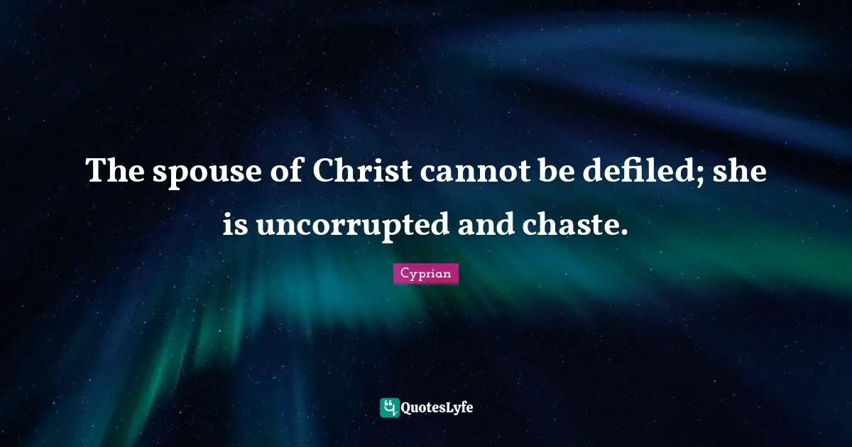 The spouse of Christ cannot be defiled; she is uncorrupted and chaste.