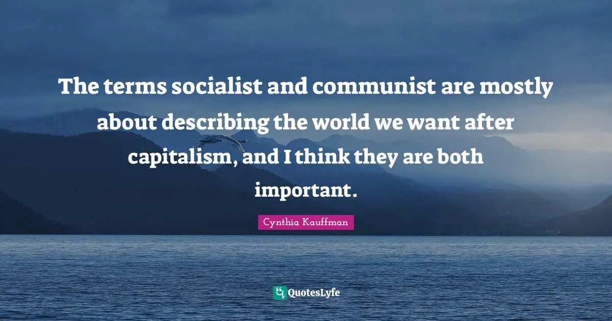 The terms socialist and communist are mostly about describing the world we want after capitalism, and I think they are both important.