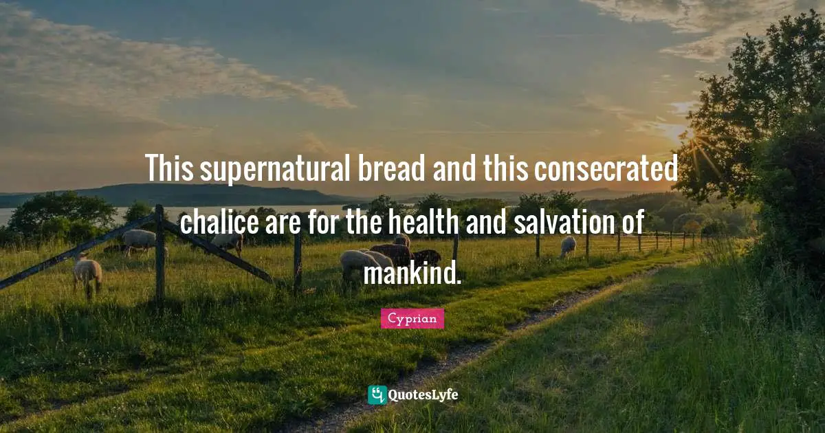This supernatural bread and this consecrated chalice are for the health and salvation of mankind.