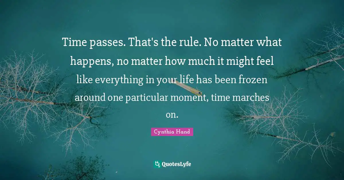 Time passes. That's the rule. No matter what happens, no matter how much it might feel like everything in your life has been frozen around one particular moment, time marches on.