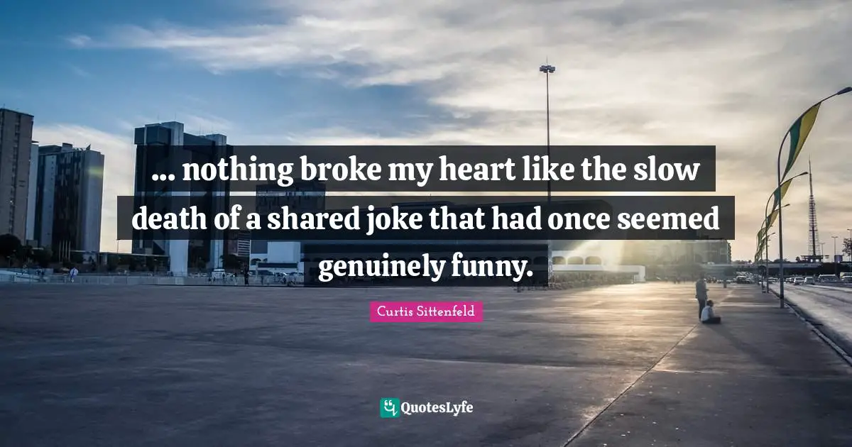 ... nothing broke my heart like the slow death of a shared joke that had once seemed genuinely funny.