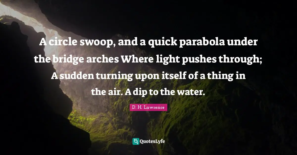 Arches Quotes: "A circle swoop, and a quick parabola under the bridge arches Where light pushes through; A sudden turning upon itself of a thing in the air. A dip to the water."