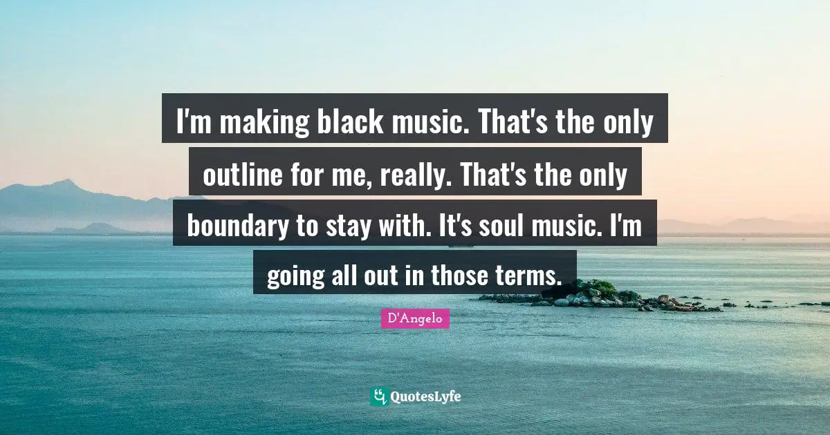 I'm making black music. That's the only outline for me, really. That's the only boundary to stay with. It's soul music. I'm going all out in those terms.