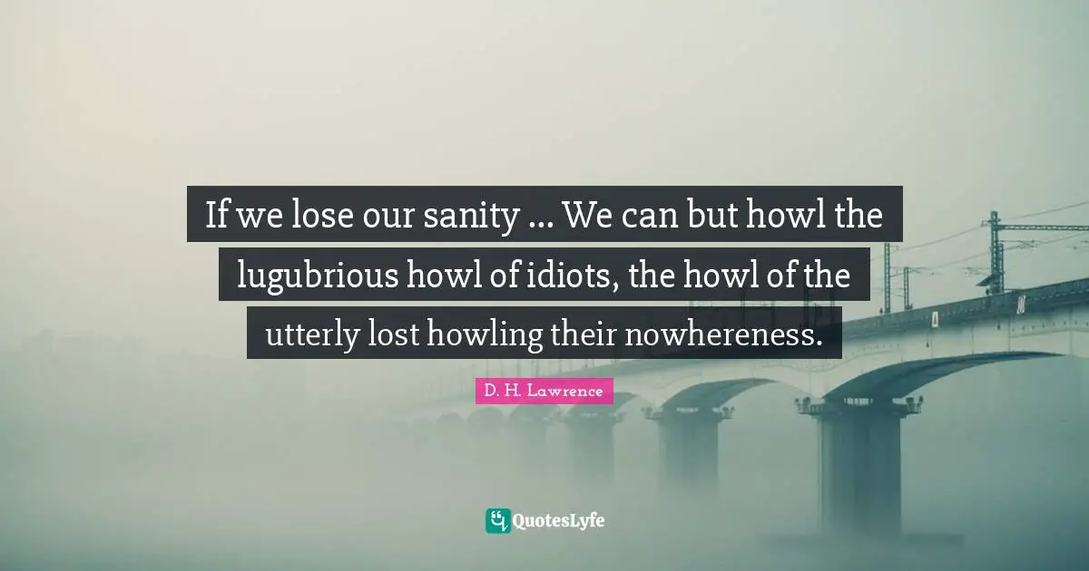 If we lose our sanity ... We can but howl the lugubrious howl of idiots, the howl of the utterly lost howling their nowhereness.