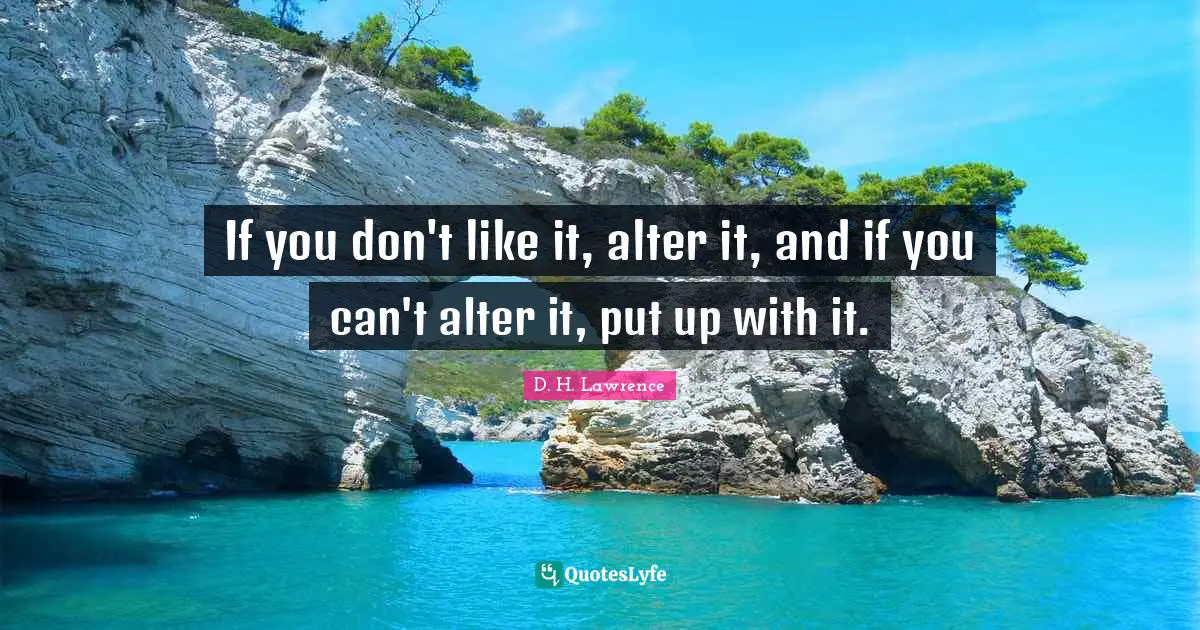 If you don't like it, alter it, and if you can't alter it, put up with it.