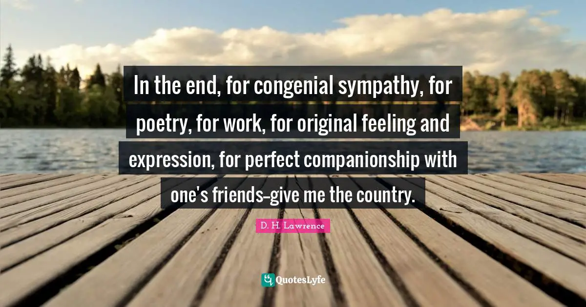 In the end, for congenial sympathy, for poetry, for work, for original feeling and expression, for perfect companionship with one's friends--give me the country.