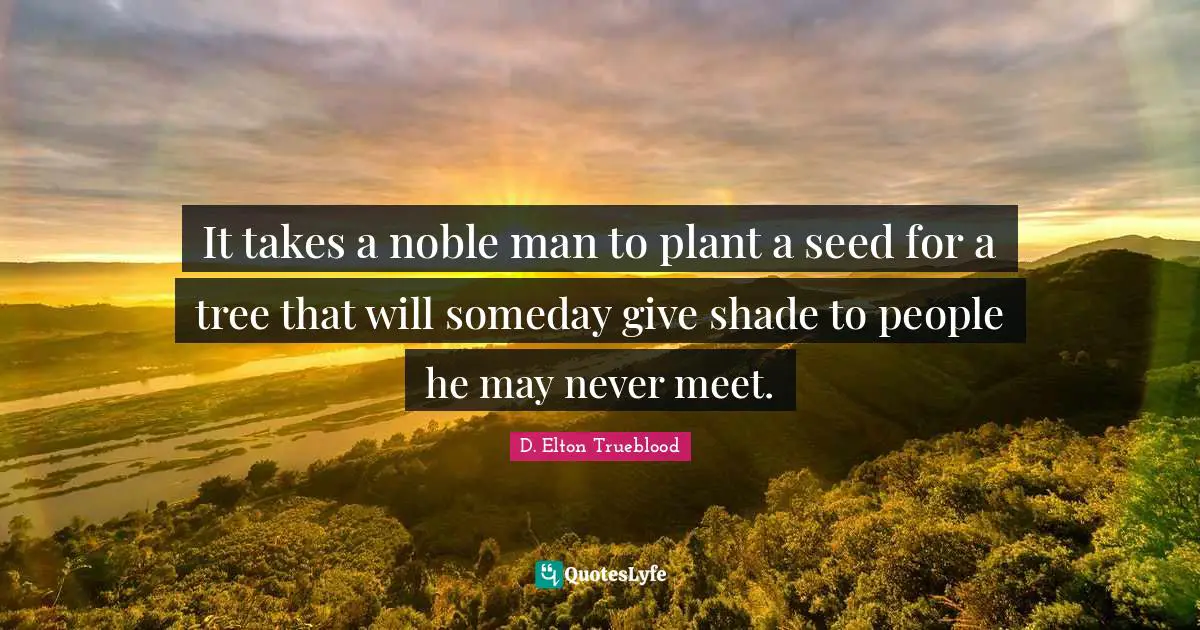 Someday Quotes: "It takes a noble man to plant a seed for a tree that will someday give shade to people he may never meet."