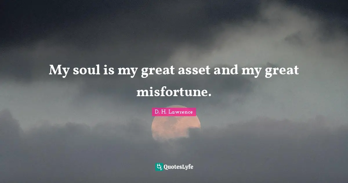 My soul is my great asset and my great misfortune.
