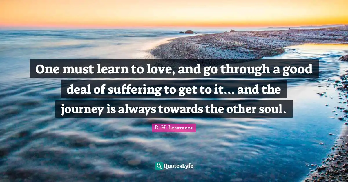 One must learn to love, and go through a good deal of suffering to get to it... and the journey is always towards the other soul.