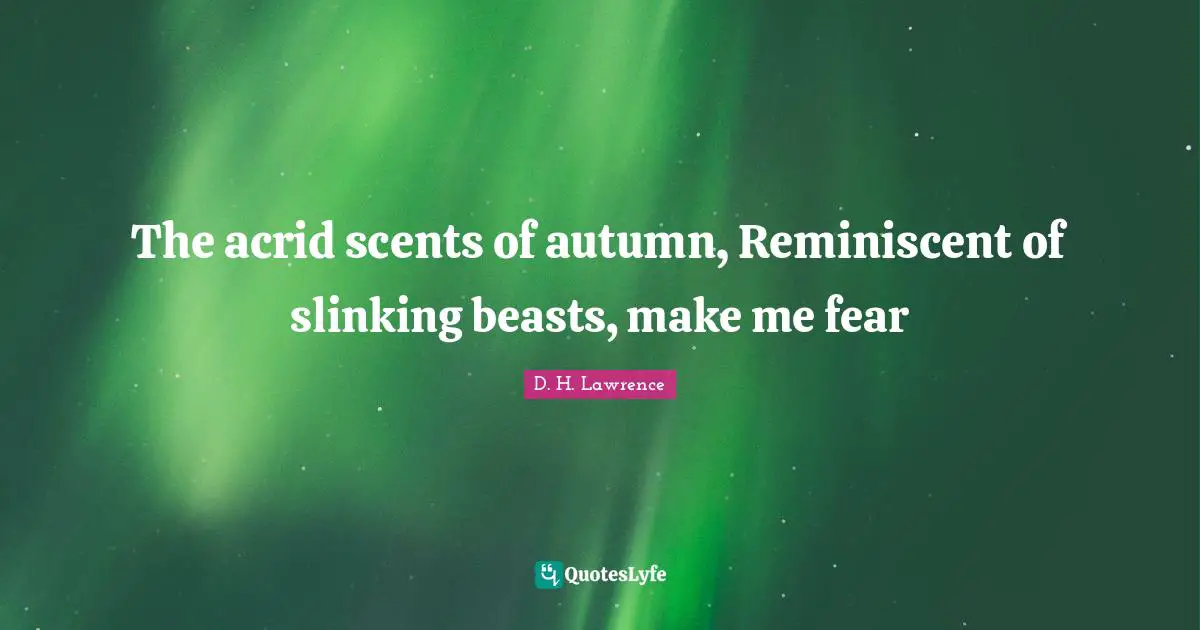 The acrid scents of autumn, Reminiscent of slinking beasts, make me fear