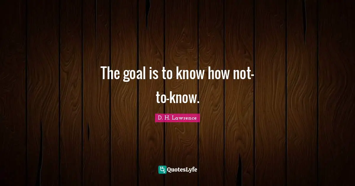The goal is to know how not-to-know.