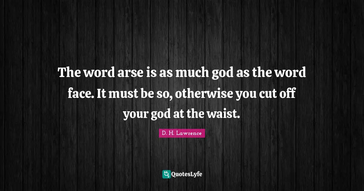 The word arse is as much god as the word face. It must be so, otherwise you cut off your god at the waist.