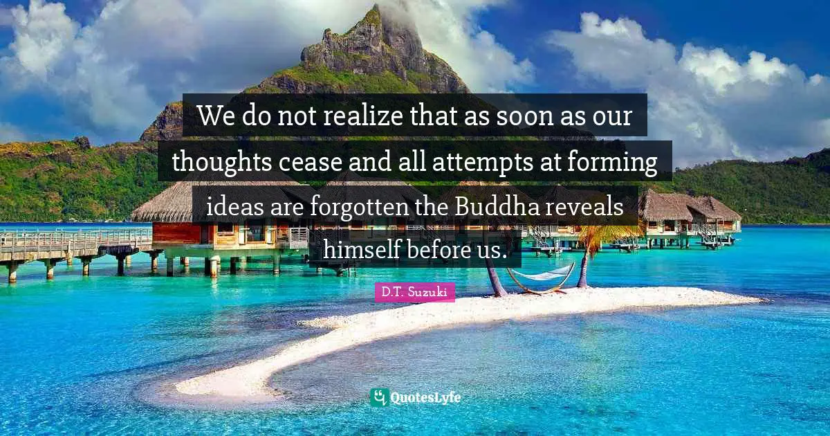 We do not realize that as soon as our thoughts cease and all attempts at forming ideas are forgotten the Buddha reveals himself before us.