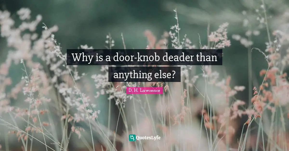 Why is a door-knob deader than anything else?