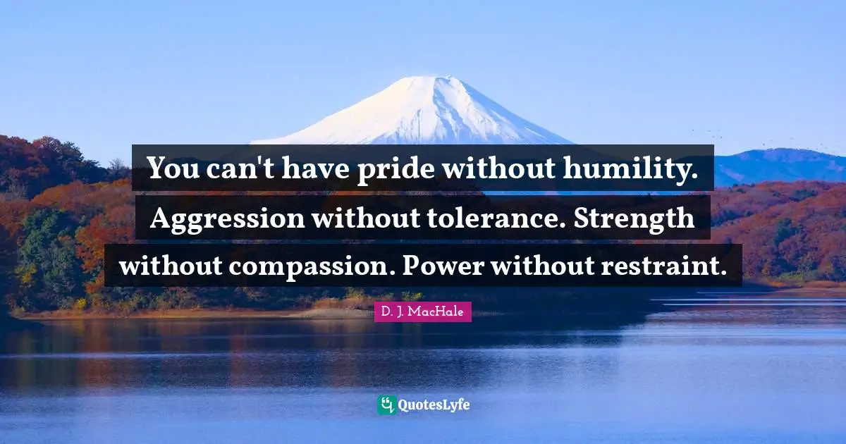 D.J. MacHale Quotes: "You can't have pride without humility. Aggression without tolerance. Strength without compassion. Power without restraint."