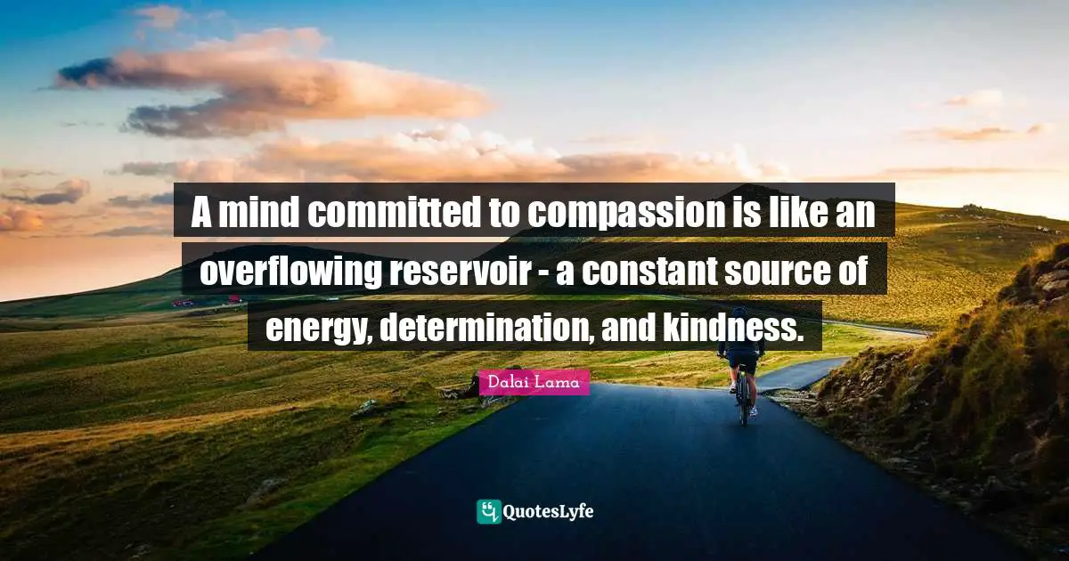 A mind committed to compassion is like an overflowing reservoir - a constant source of energy, determination, and kindness.