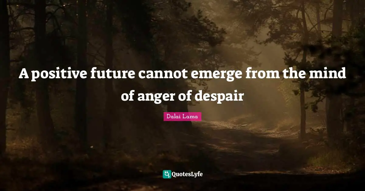 A positive future cannot emerge from the mind of anger of despair