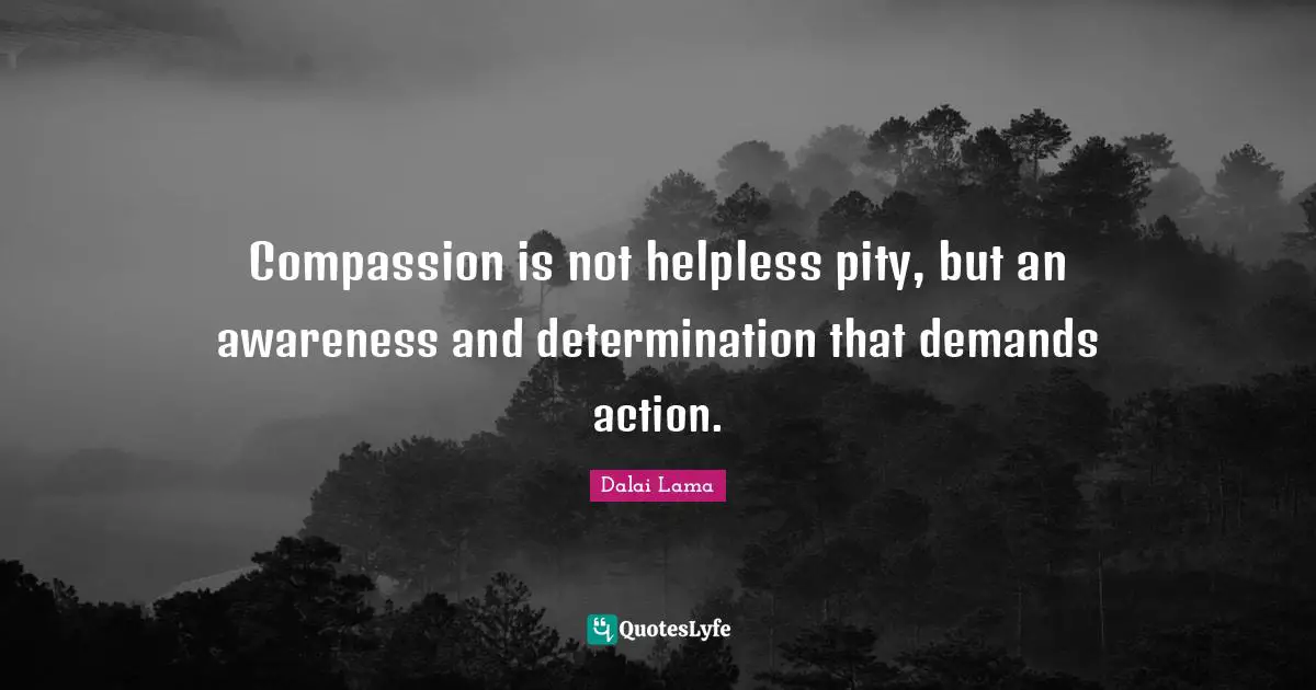 Compassion is not helpless pity, but an awareness and determination that demands action.