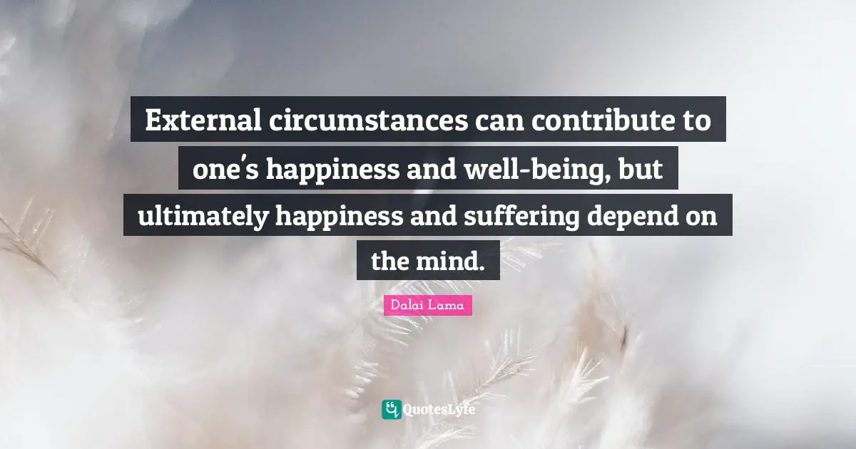 External circumstances can contribute to one's happiness and well-being, but ultimately happiness and suffering depend on the mind.